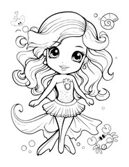 Mermaid Cute Baby Coloring Book