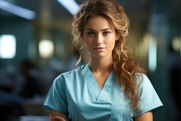 Young beautiful Registered Nurse, future doctor