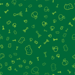 Set line Onion, Potato and Mango fruit on seamless pattern. Vector