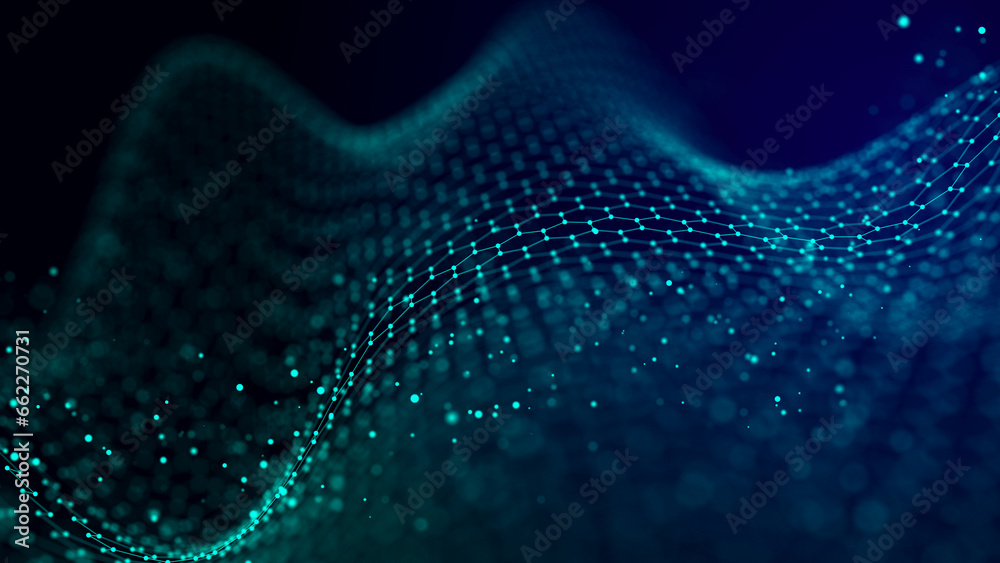 Poster abstract digital wave. digital network background. 3d rendering