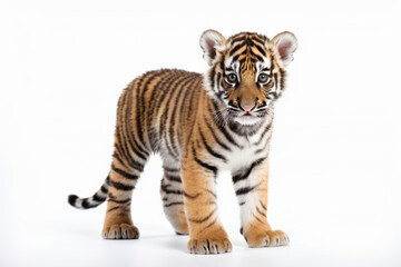 A baby bengal tiger isolated on white background