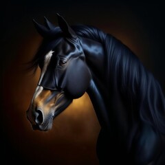Obraz na płótnie Canvas Portrait of a beautiful black horse.