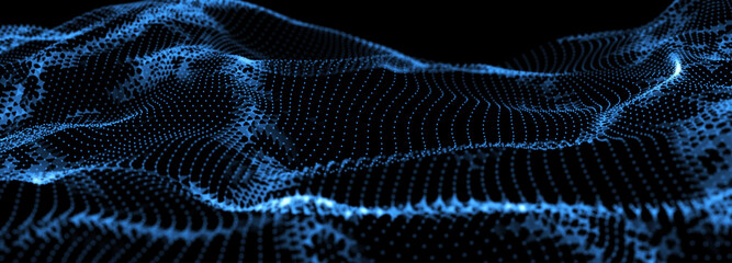 Abstract background with connection dots to network technology. Digital transfer of big data. 3d rendering.