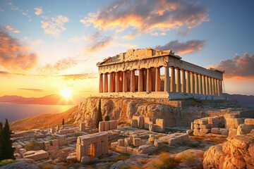 Sunrise Essence: Parthenon - obrazy, fototapety, plakaty