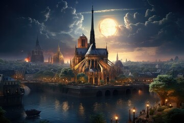 Notre-Dame's Gothic Majesty - obrazy, fototapety, plakaty