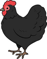 Simple and adorable outlined black chicken illustration