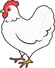 Simple and adorable outlined white chicken illustration