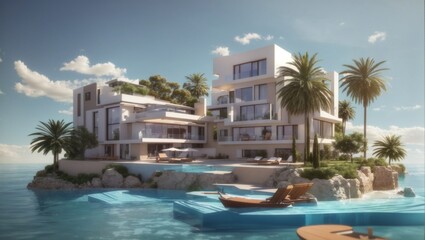 Fototapeta premium pool with trees