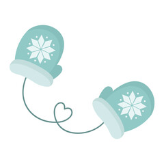 Winter clothing mitten, warm outerwear, cute cartoon style