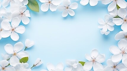  white flowers with green leaves are arranged in a square frame.  generative ai