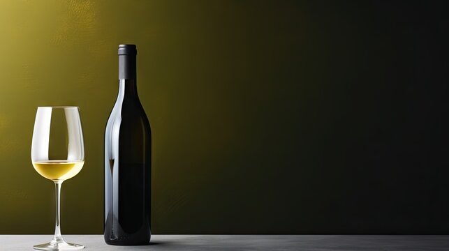  a bottle of wine and a glass of wine on a table.  generative ai