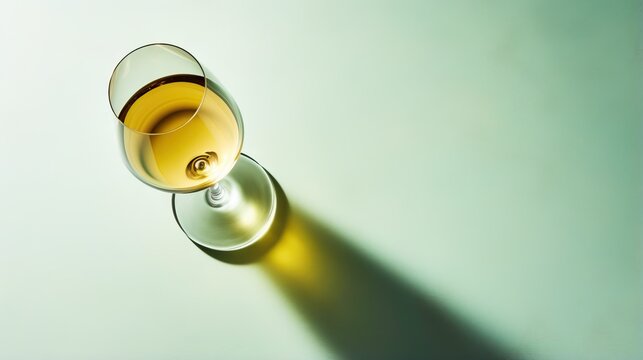  a glass of wine is sitting on a table with a shadow.  generative ai