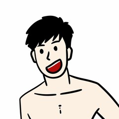 cartoon happy man smiling on white background