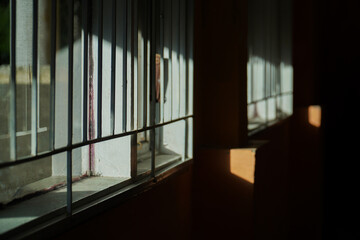 Sun’s light coming in at an angle through the window making abstract photography.