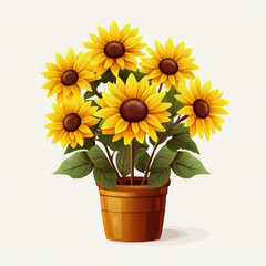 Obraz premium Set of Five Sunflower Vector Graphic