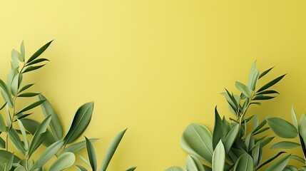Fototapeta na wymiar a plant with green leaves on a yellow background with a place for text. generative ai