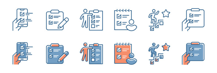 checklist to-do task business project progress priority checkmark icon set clipboard mission plan approval document tasklist management vector symbol illustration for web and app template design