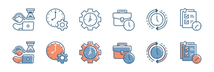 Foto op Plexiglas schedule time management business deadline efficiency productivity icon set target strategy work optimization clock timer vector illustration  © elmantastic