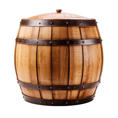 Obraz premium Wooden Barrel Isolated, Generative AI