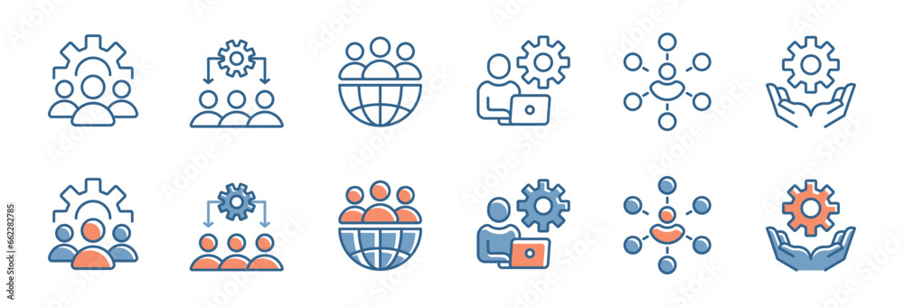Poster human resource employee structure organization icon set business teamwork diagram hierarchy manageme