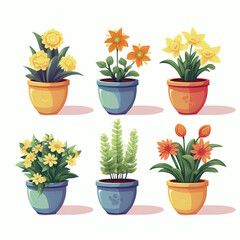 Obraz premium Set of Flower Pots Vector Graphic