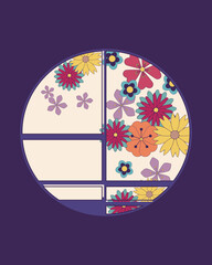 Window hand drawn modern in classic style. Chinese greeting card template. Classic greeting card template for celebration decoration design