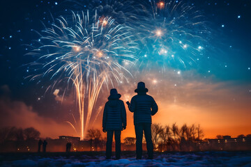 Fototapeta na wymiar happy new year with fireworks, fireworks over the city, fireworks in the night sky, newyears new years