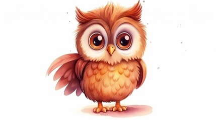  a brown owl with big eyes sitting on a white surface.  generative ai