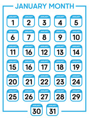 January 01 To 31 Days Calendar Leaf Vector Illustration Template