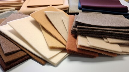 Wool fabric samples with varying degrees of thickness. - obrazy, fototapety, plakaty