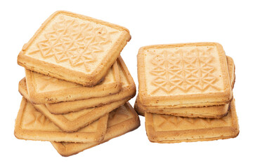 Delicious square shaped cookies. Fresh confectionery biscuit.