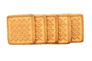 Delicious square shaped cookies. Fresh confectionery biscuit.