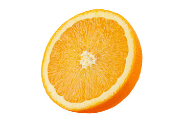 Ripe half orange fruit isolated on white background. File contains clipping path.