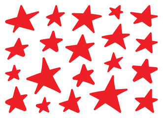 hand drawn red stars on white background. stars background