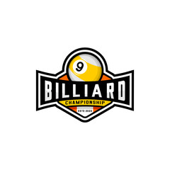Logo of nine ball billiard vector design