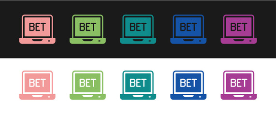 Set Online sports betting icon isolated on black and white background. Sport bet bookmaker. Betting online make money. Vector