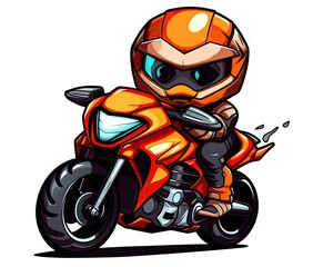  a cartoon motorcycle with a helmet and goggles on it.  generative ai