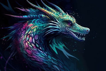 Abstract image of a dragon in purple purple tones