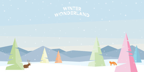 Winter Wonderland geometric elements vector illustration. Merry Christmas greeting card template have blank space.