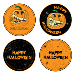 Set of  Halloween stickers.  Halloween pumpkin. Stickers pack
