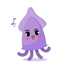 Vector cute purple octopus cartoon