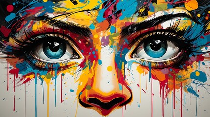 wide eyes shot - pop art woman - ai generated