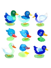 Foto op Canvas set of cute ducks on white background , watercolor style © mansum008