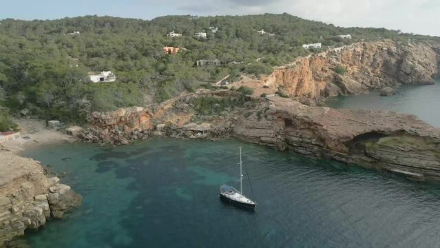 Vista a&eacute;rea Punta Galera, costa de Ibiza.