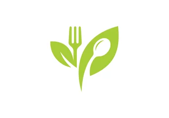 Keuken spatwand met foto fork and spoon logo design. icon symbol for health restaurant food   © priyo