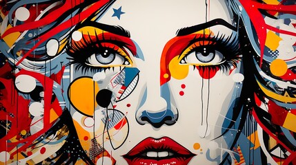 wide eyes shot - pop art woman - ai generated