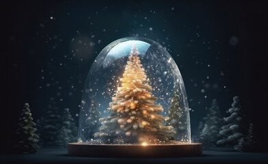 Festive Snow Globe with Christmas Tree