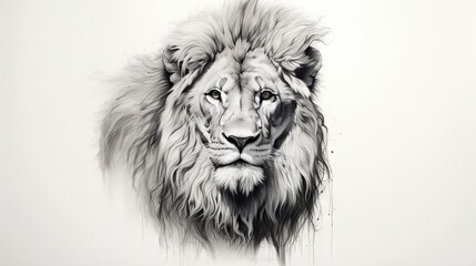  a black and white photo of a lion's face.  generative ai
