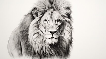  a black and white drawing of a lion's face.  generative ai
