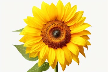Transparent sunflower blooming with rich yellow petals on a png flower head. Generative AI